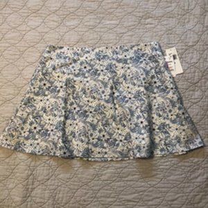 Liquid Blue and White Floral Mini Skirt 8  New
